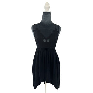 Y2K Babydoll Top Lace Embroidered Fairy Flowey Goth Dark Romantic SM Sleeveless